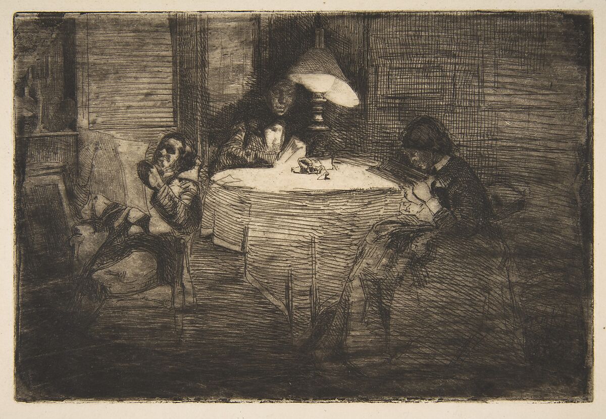 The Music Room, James McNeill Whistler (American, Lowell, Massachusetts 1834–1903 London), Etching and drypoint, printed in black ink on medium weight cream laid paper; first state of four (Glasgow) 