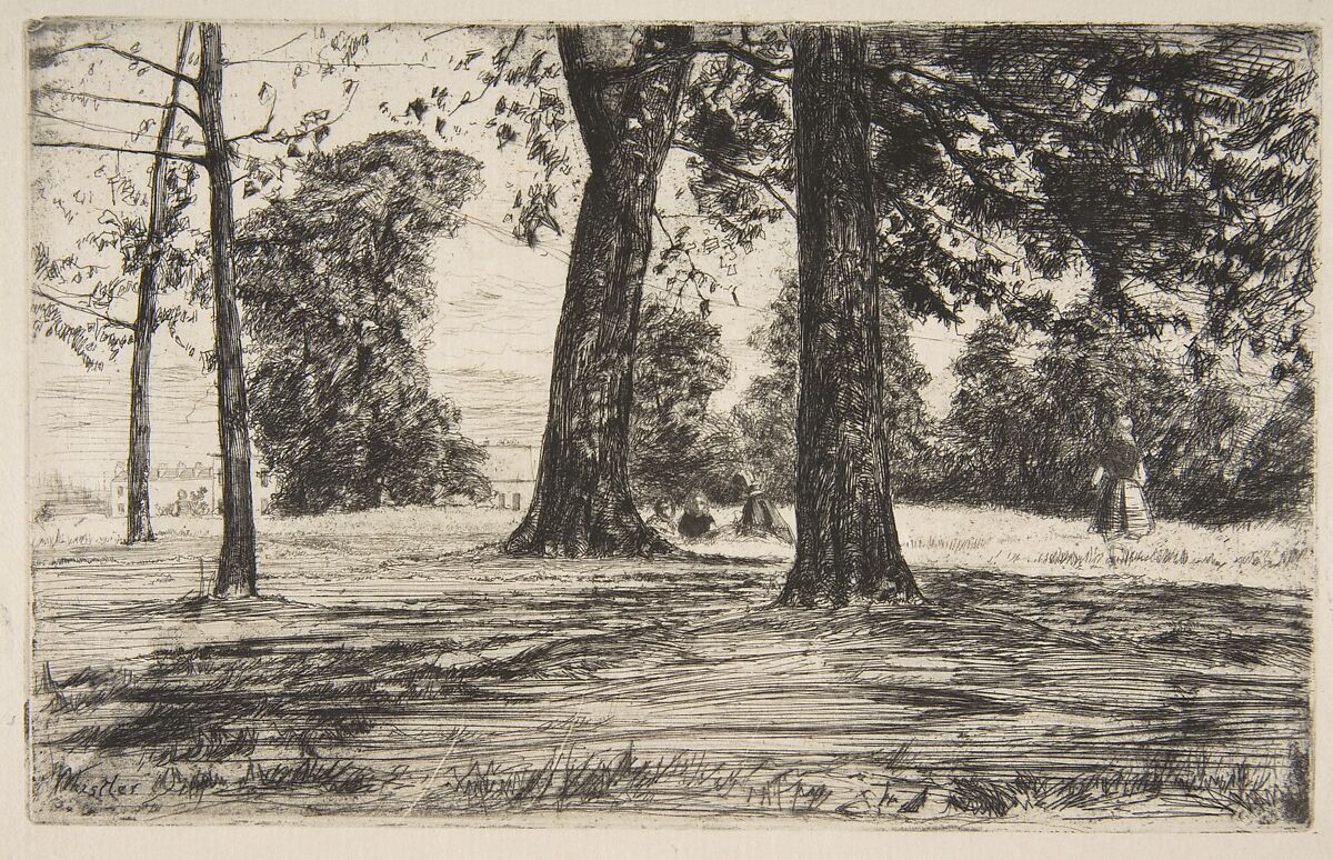 Greenwich Park, James McNeill Whistler (American, Lowell, Massachusetts 1834–1903 London), Etching and drypoint, printed in black ink on medium weight off-white laid paper; third state of three (Glasgow) 