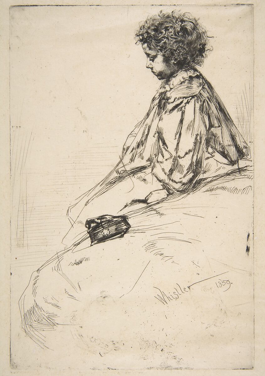 Bibi Lalouette, James McNeill Whistler (American, Lowell, Massachusetts 1834–1903 London), Etching and drypoint, printed in black ink on thin laid fibrous ivory Japan paper; second state of two, with the scratch (Glasgow) 