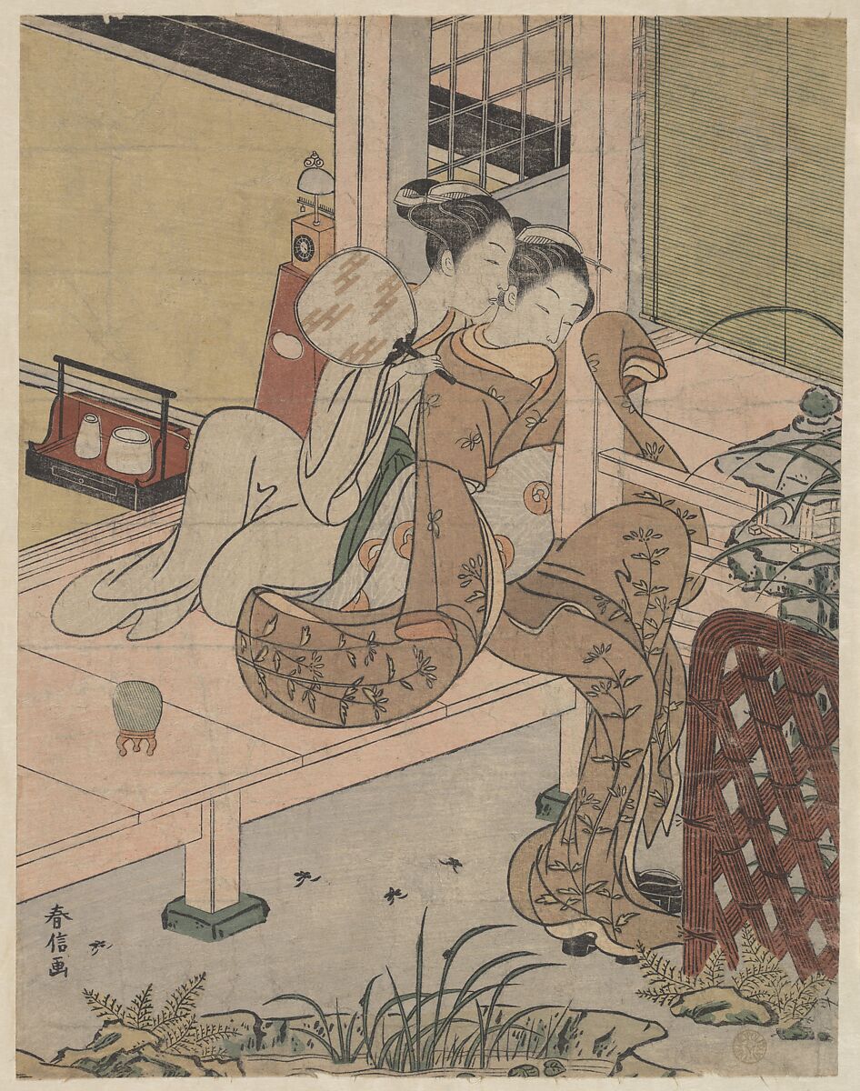 The Gossips, Suzuki Harunobu (Japanese, 1725–1770), Woodblock print; ink and color on paper, Japan 