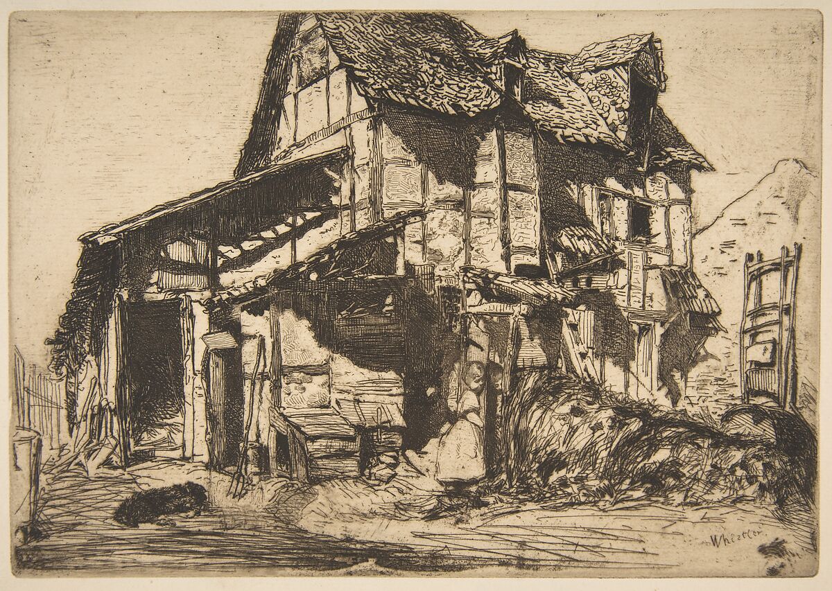 The Unsafe Tenement (The Old Farm), James McNeill Whistler (American, Lowell, Massachusetts 1834–1903 London), Etching; fourth state of four (Glasgow); printed in black ink on medium weight tan antique laid paper 