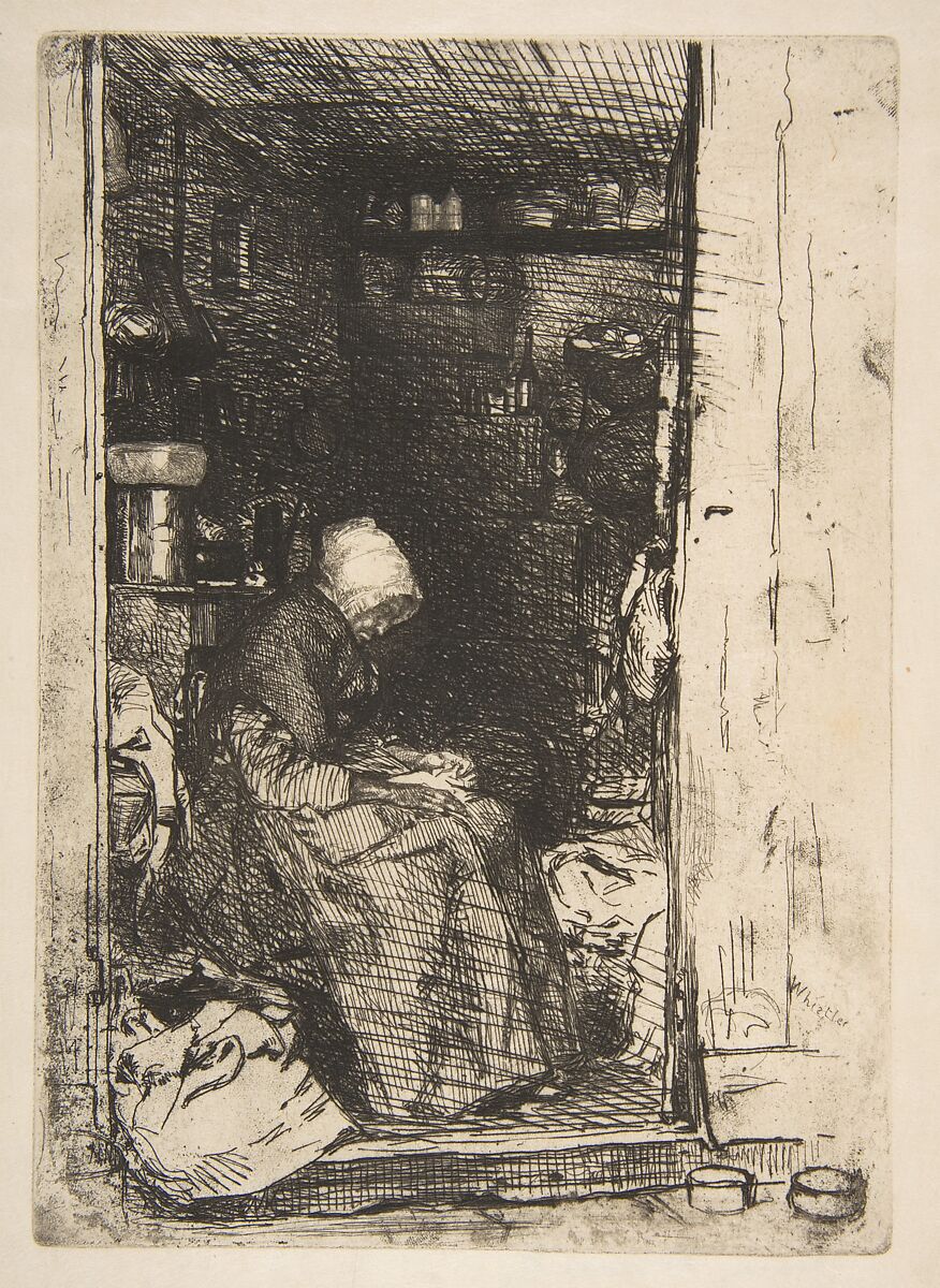 La Vielle aux loques, James McNeill Whistler (American, Lowell, Massachusetts 1834–1903 London), Etching and drypoint; fourth state of four (Glasgow); printed in black ink
on off-white laid (simili?) paper 