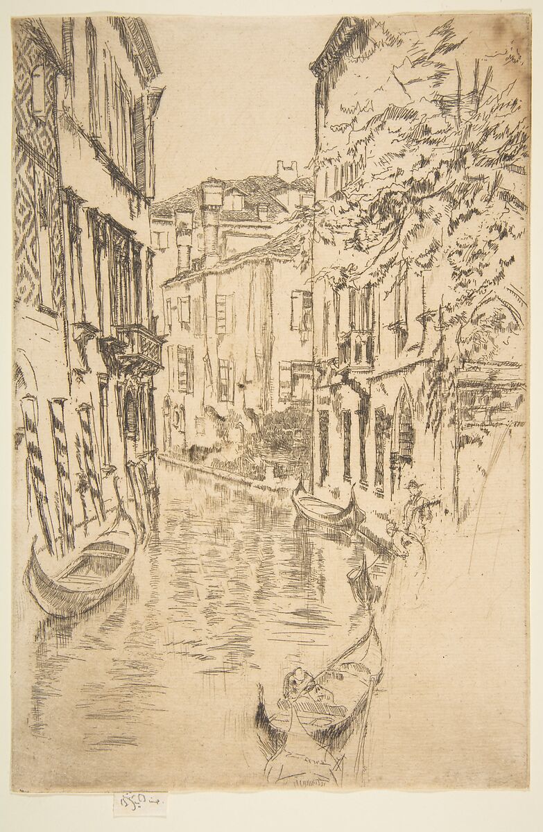 Quiet Canal, James McNeill Whistler (American, Lowell, Massachusetts 1834–1903 London), Etching and drypoint; fourth state of four (Glasgow); brown ink on very fine laid paper 