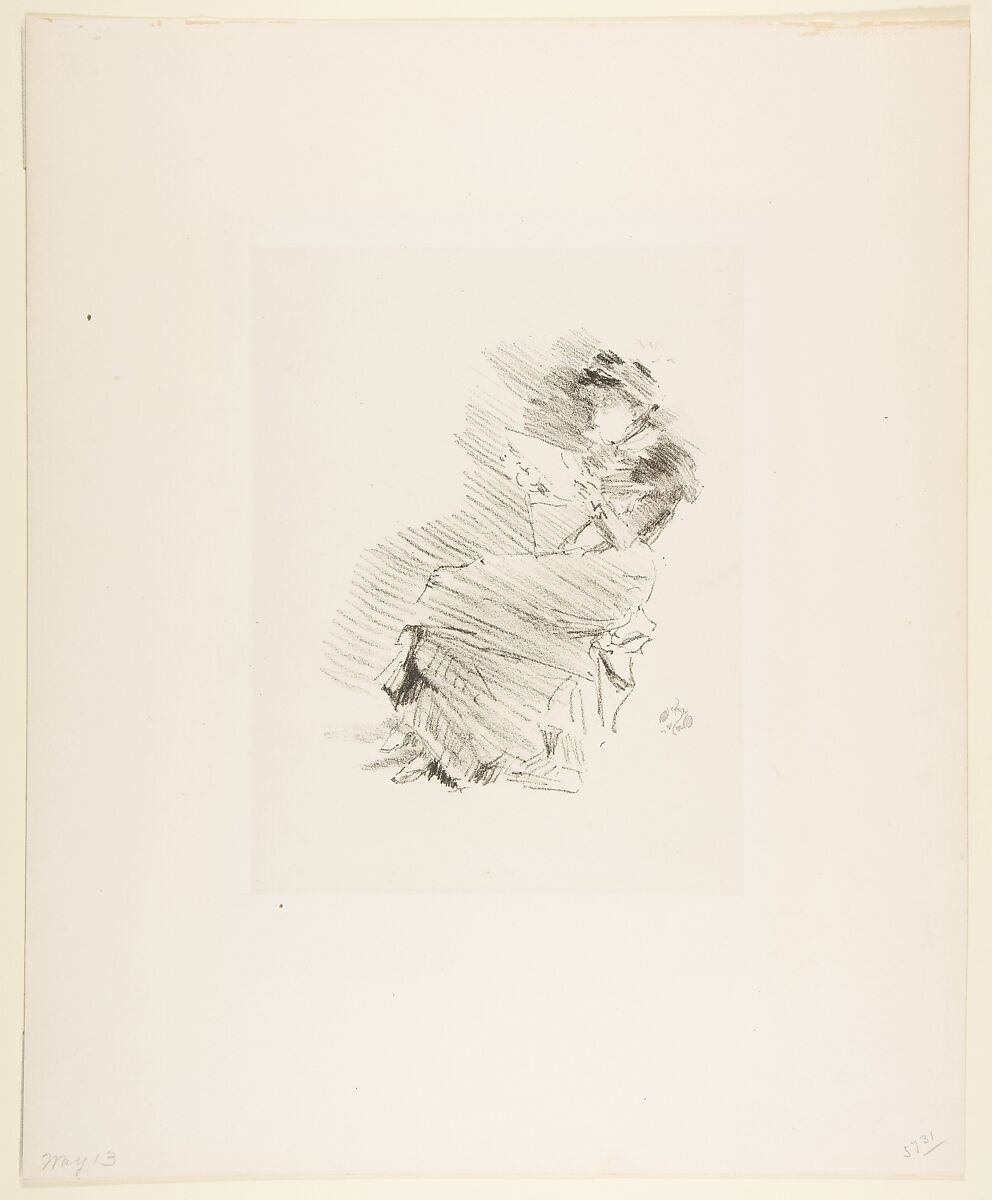 Reading, James McNeill Whistler (American, Lowell, Massachusetts 1834–1903 London), Lithograph with scraping; printed in black ink on grayish chine mounted on ivory wove paper; fourth state of four (Chicago)