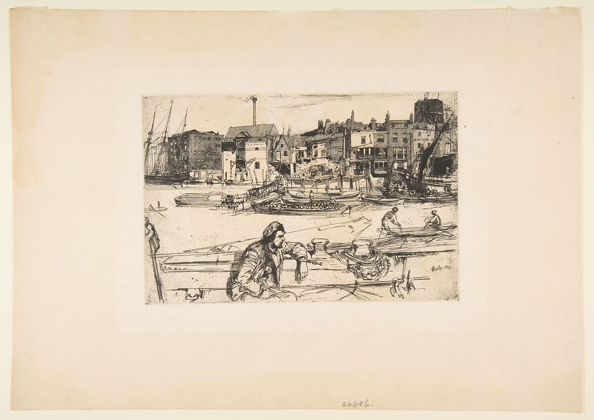 Black Lion Wharf, James McNeill Whistler (American, Lowell, Massachusetts 1834–1903 London), Etching; fourth state of four (Glasgow)