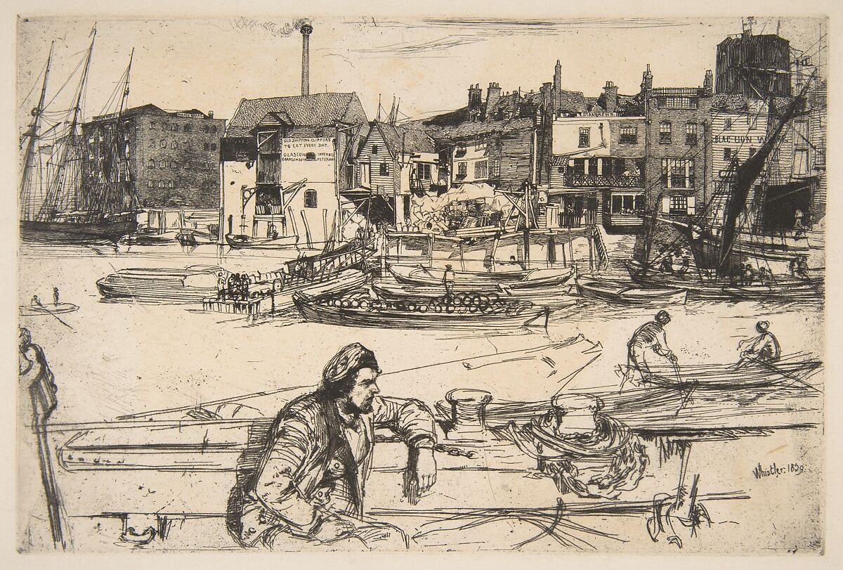 Black Lion Wharf, James McNeill Whistler (American, Lowell, Massachusetts 1834–1903 London), Etching; fourth state of four (Glasgow) 