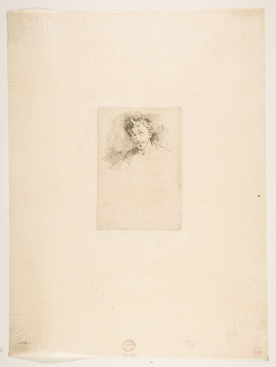 Whistler with the White Lock, James McNeill Whistler (American, Lowell, Massachusetts 1834–1903 London), Etching and drypoint; only state (Glasgow); printed in black ink on ivory tissue-weight Japan