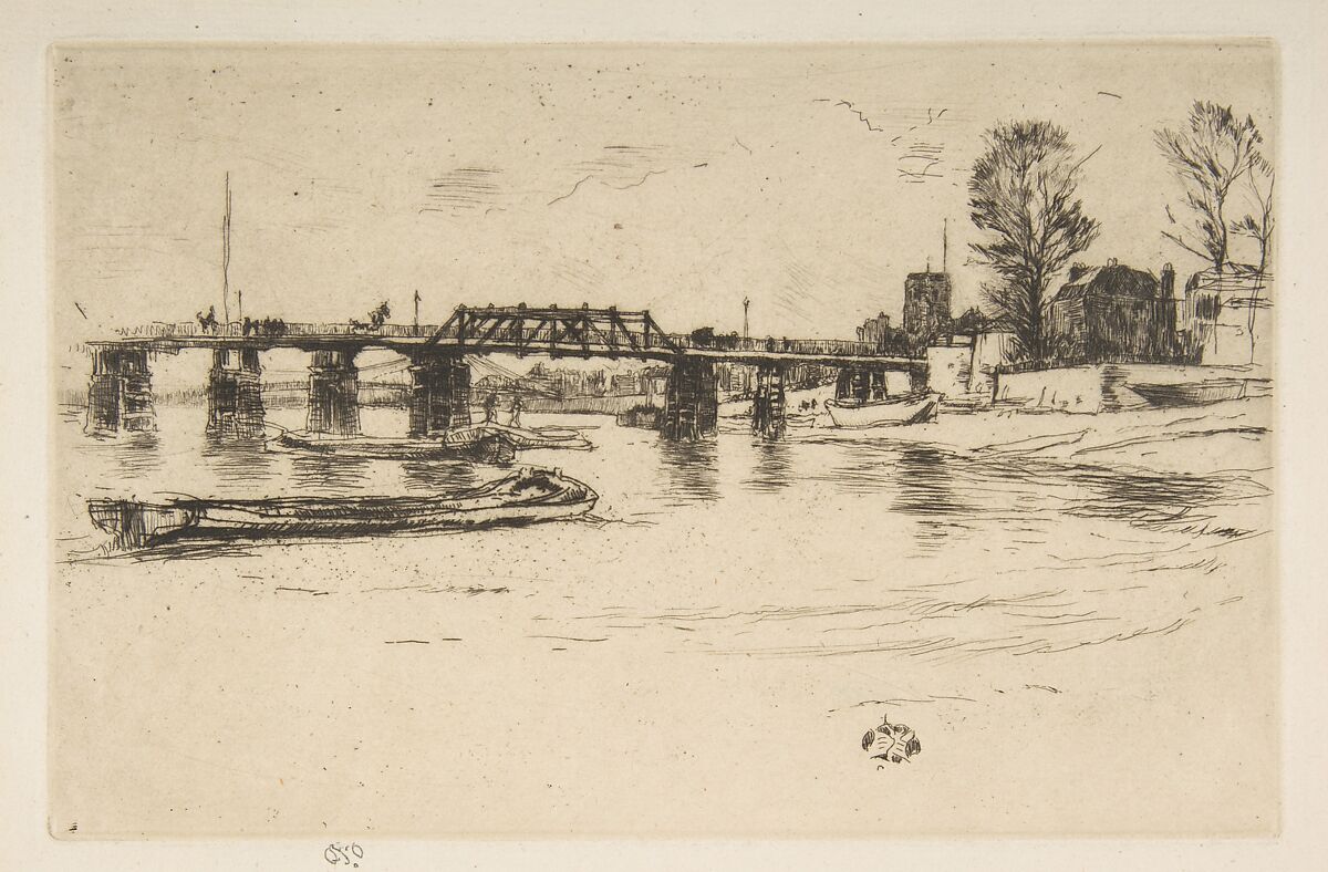 Fulham (Chelsea), James McNeill Whistler (American, Lowell, Massachusetts 1834–1903 London), Etching and drypoint; fifth state of five (Glasgow); printed in black ink on cream laid paper 