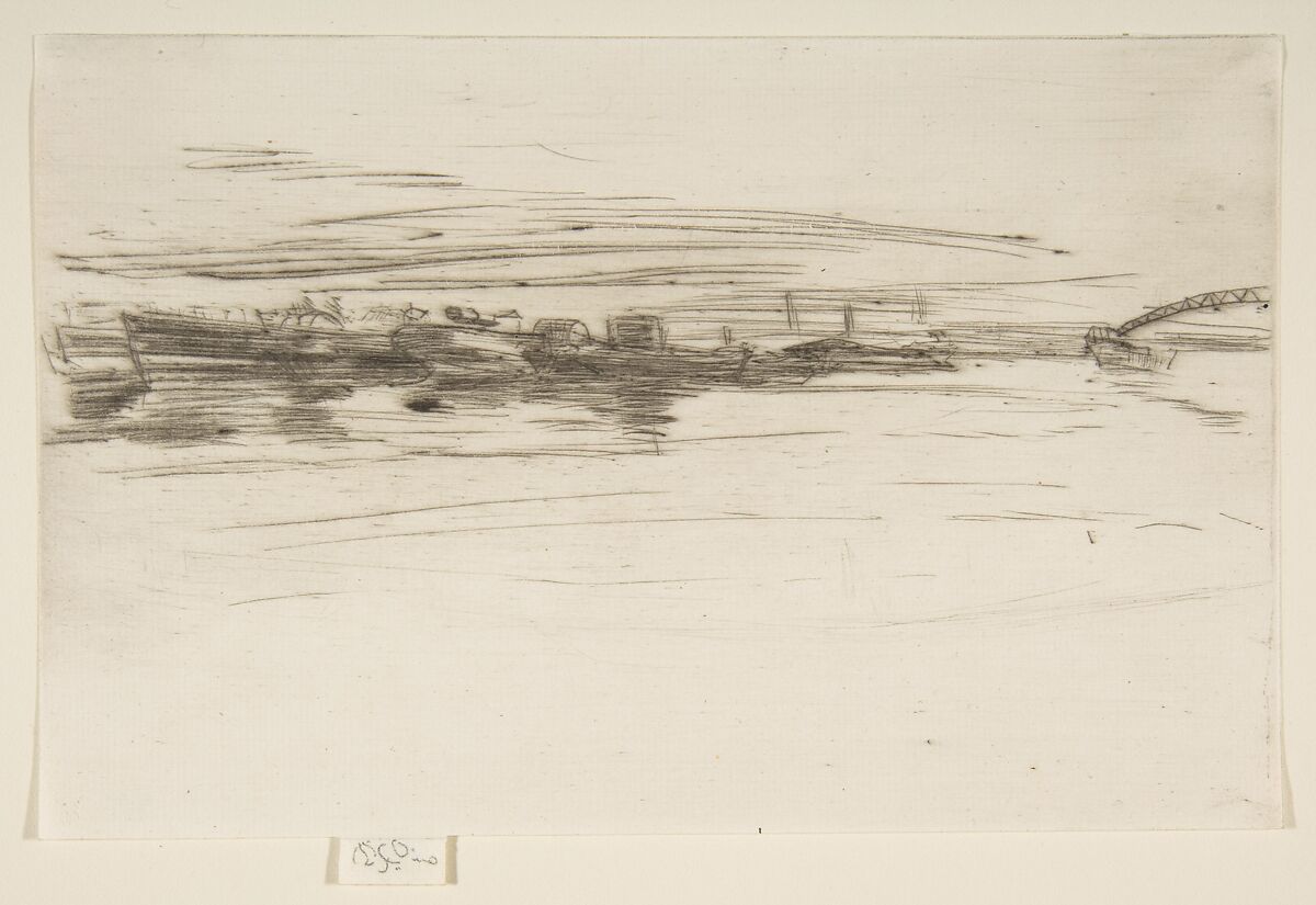 Steamboat Fleet, James McNeill Whistler (American, Lowell, Massachusetts 1834–1903 London), Drypoint; first state of two (Glasgow); printed in black ink on ivory laid paper 