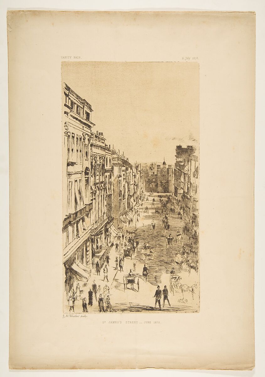 St. James's Street, June 1878, After James McNeill Whistler (American, Lowell, Massachusetts 1834–1903 London), Lithographic reproduction of etching