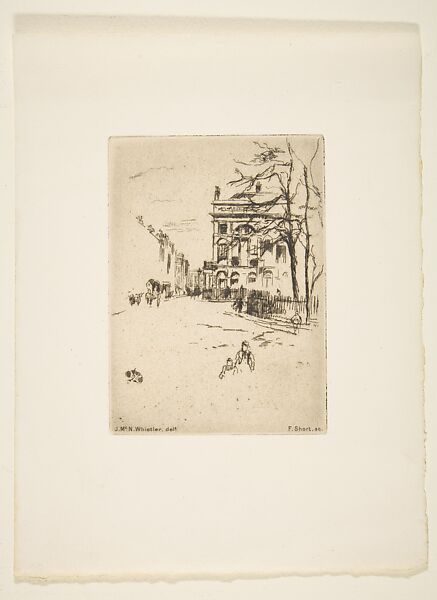 Fitzroy Square (Street Scene), Sir Frank Short (British, Stourbridge, West Midlands 1857–1945 Ditchling, East Sussex), Etching; third state of three (Glasgow); printed in brownish-black ink
