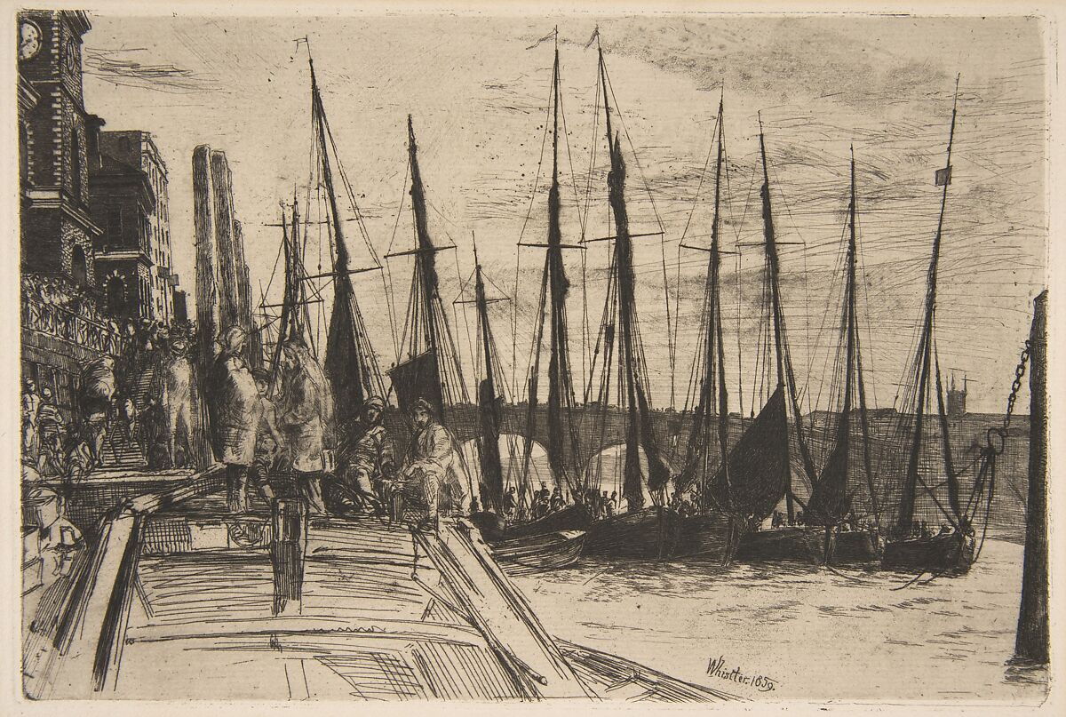 Billingsgate, James McNeill Whistler (American, Lowell, Massachusetts 1834–1903 London), Etching and drypoint; ninth state of nine (Glasgow); printed in black ink on cream laid paper 