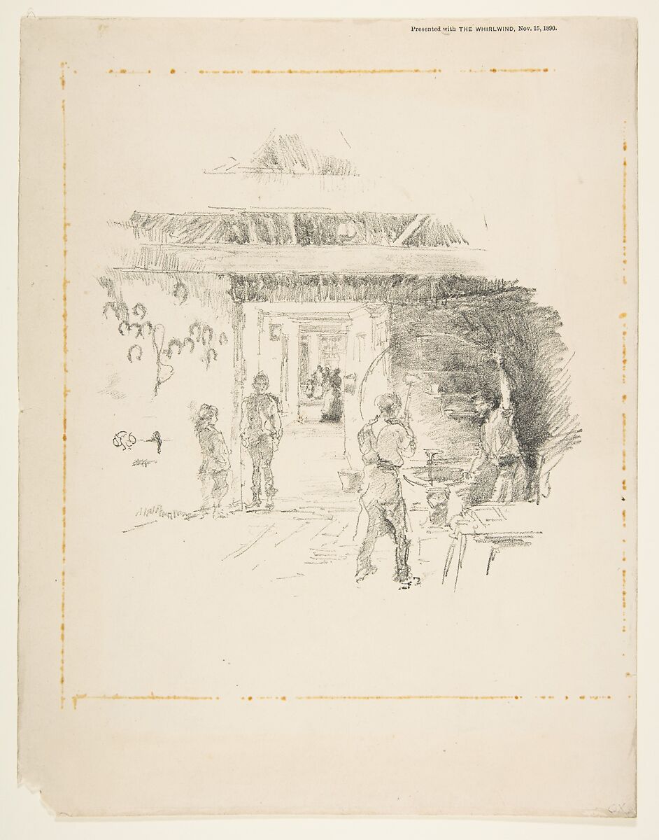 The Tyresmith, from "The Whirlwind", James McNeill Whistler (American, Lowell, Massachusetts 1834–1903 London), Transfer lithograph, printed in black ink on smooth ivory wove paper 