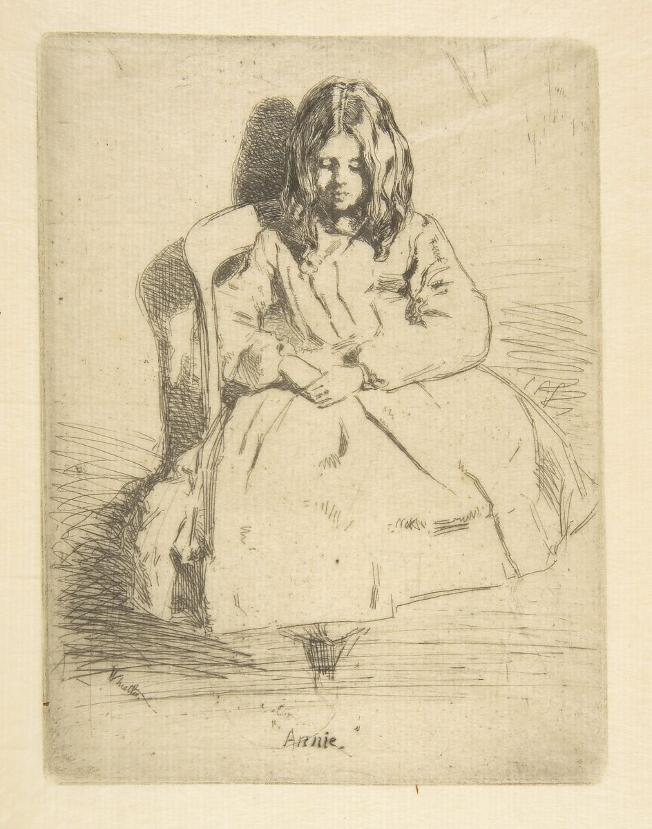 Annie Seated, James McNeill Whistler (American, Lowell, Massachusetts 1834–1903 London), Etching and drypoint; third state of three (Glasgow); black ink on extremely fine laid Japan paper 