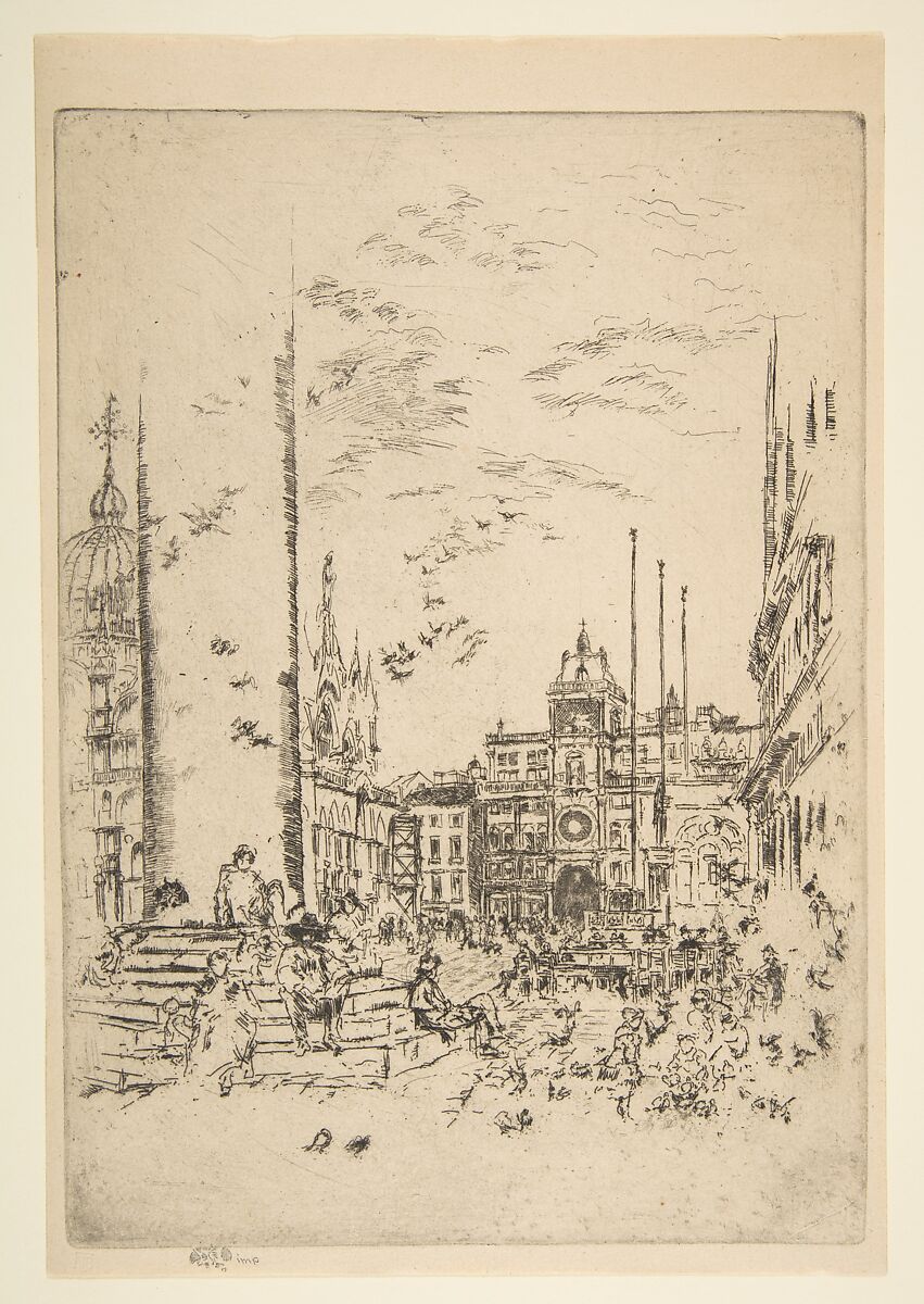 The Piazetta (The Piazzetta), James McNeill Whistler (American, Lowell, Massachusetts 1834–1903 London), Etching and drypoint; fourth state of nine (Glasgow); printed in black ink on medium weight ivory laid paper 