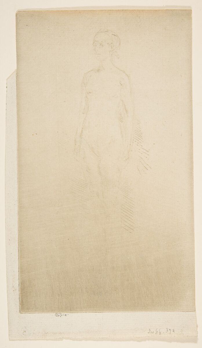 Nude Woman Standing, James McNeill Whistler (American, Lowell, Massachusetts 1834–1903 London), Drypoint; only state (Glasgow); printed in brown ink on ivory laid paper 