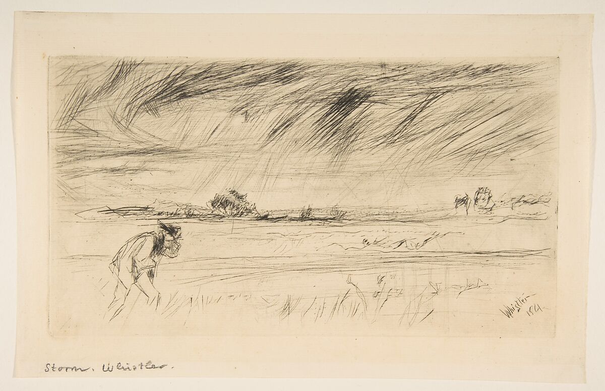 The Storm, James McNeill Whistler (American, Lowell, Massachusetts 1834–1903 London), Drypoint; third state of three, from the cancelled plate as published in 1879 by the
Fine Art Society (Glasgow); printed in black ink on ivory laid paper