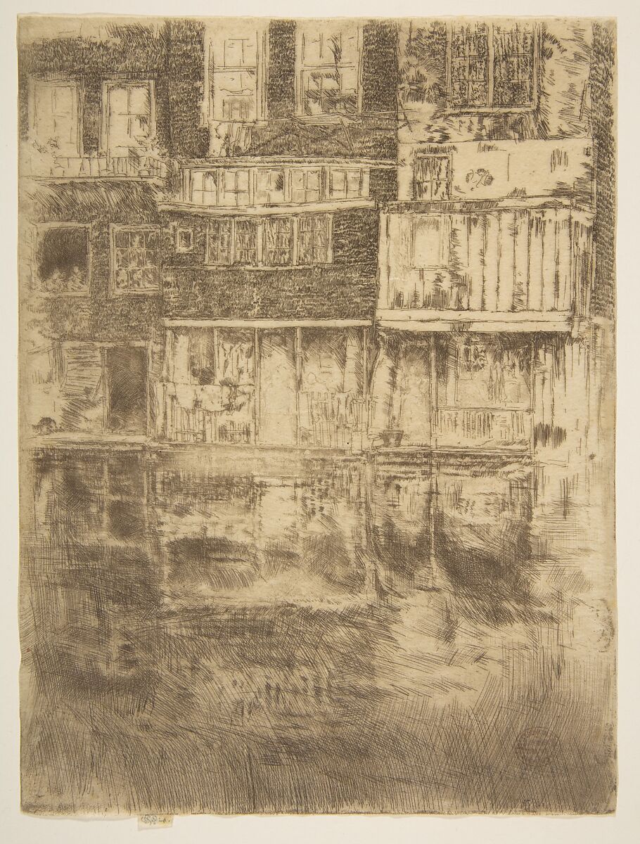 Square House, Amsterdam, James McNeill Whistler (American, Lowell, Massachusetts 1834–1903 London), Etching and drypoint; third state of seven (Glasgow); printed in dark brown ink on fine ivory Japan tissue 
