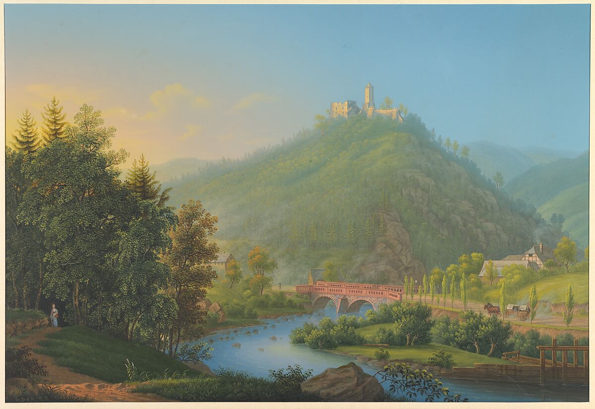 View of Kynsburg over the Weistritz River Valley in Silesia, Johann Heinrich Bleuler (Swiss, Zollikon 1758–1823 Feuerthalen), Gouache over graphite 
