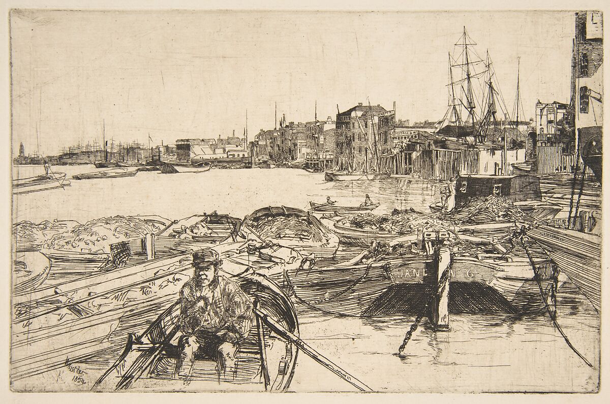 The Pool, James McNeill Whistler (American, Lowell, Massachusetts 1834–1903 London), Etching and drypoint; fourth state of six (Glasgow); black ink on thick cream laid paper 