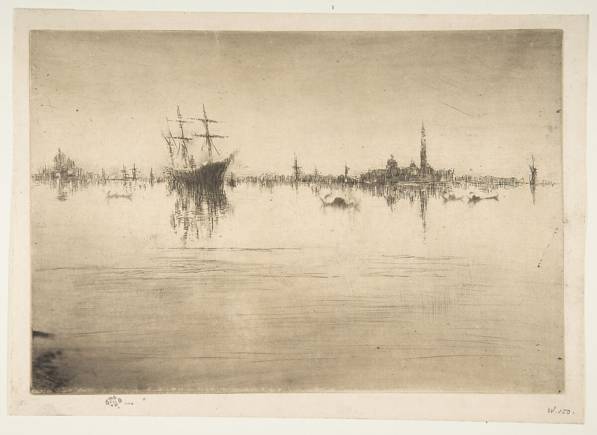 Nocturne, James McNeill Whistler (American, Lowell, Massachusetts 1834–1903 London), Etching and drypoint; sixth state of nine (Glasgow); printed in black ink on heavy cream Japan 