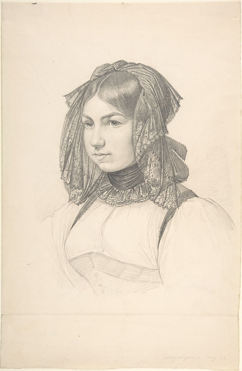 Swiss Girl, August Ferdinand Hopfgarten (German, Berlin 1807–1896 Berlin), Graphite 
