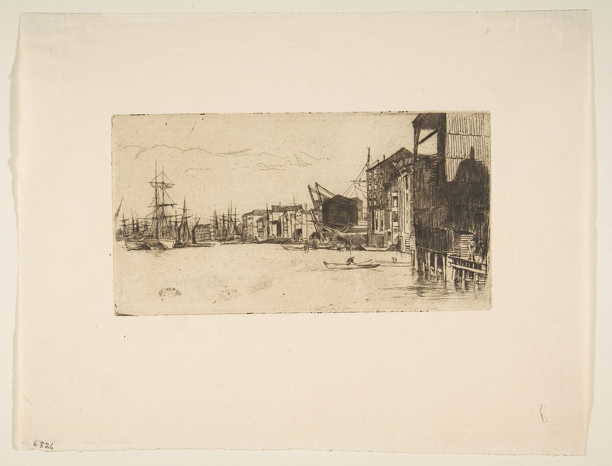 Free Trade Wharf, James McNeill Whistler (American, Lowell, Massachusetts 1834–1903 London), Etching and drypoint; fourth state of eight (Glasgow) as published by the Fine Art Society; printed in black ink on ivory laid paper