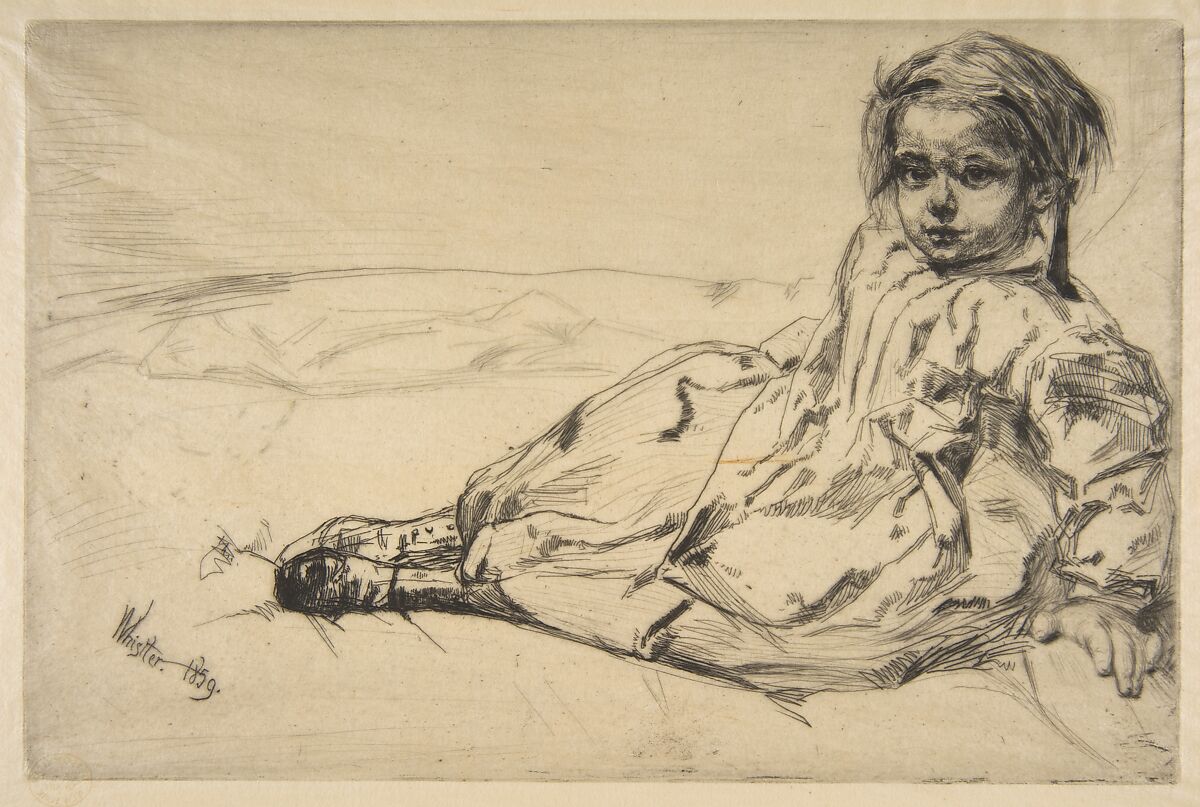 Bibi Valentin, James McNeill Whistler (American, Lowell, Massachusetts 1834–1903 London), Etching and drypoint; second state of two, from the damaged plate (Glasgow); black ink on tissue fine cream Japan 