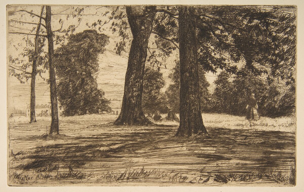 Greenwich Park, James McNeill Whistler (American, Lowell, Massachusetts 1834–1903 London), Etching and drypoint; third state of three (Glasgow); dark brown ink on cream laid paper 