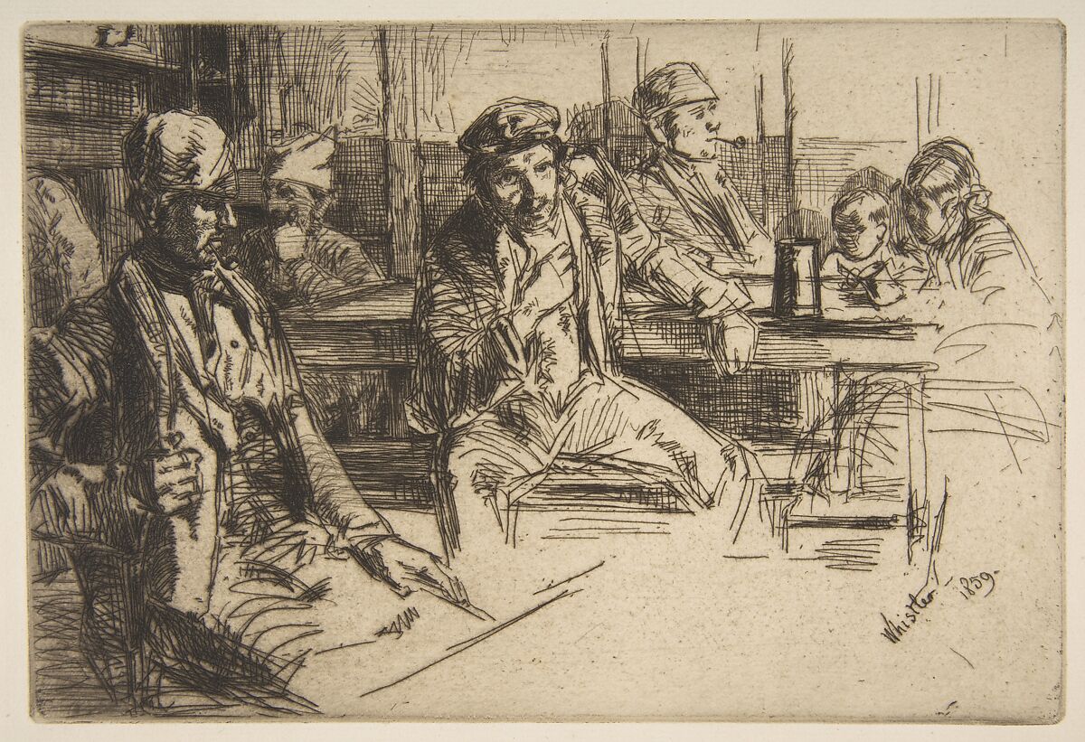 Longshore Men, James McNeill Whistler (American, Lowell, Massachusetts 1834–1903 London), Etching and drypoint; fourth state of four (Glasgow); black ink on medium weight  ivory laid paper 