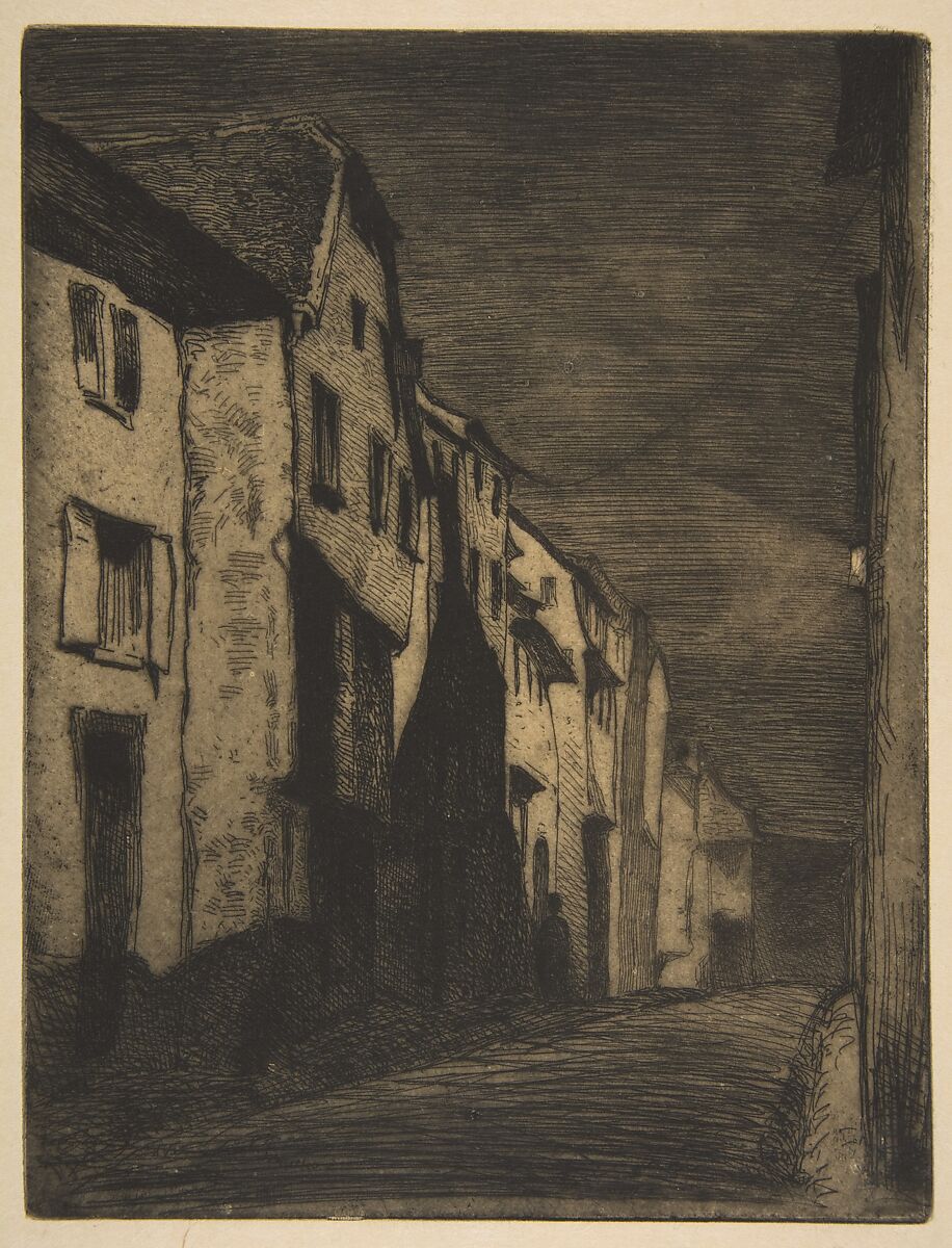 Street at Saverne, James McNeill Whistler (American, Lowell, Massachusetts 1834–1903 London), Etching; fourth state of four (Glasgow), printed in black ink on machine-made cream laid paper 
