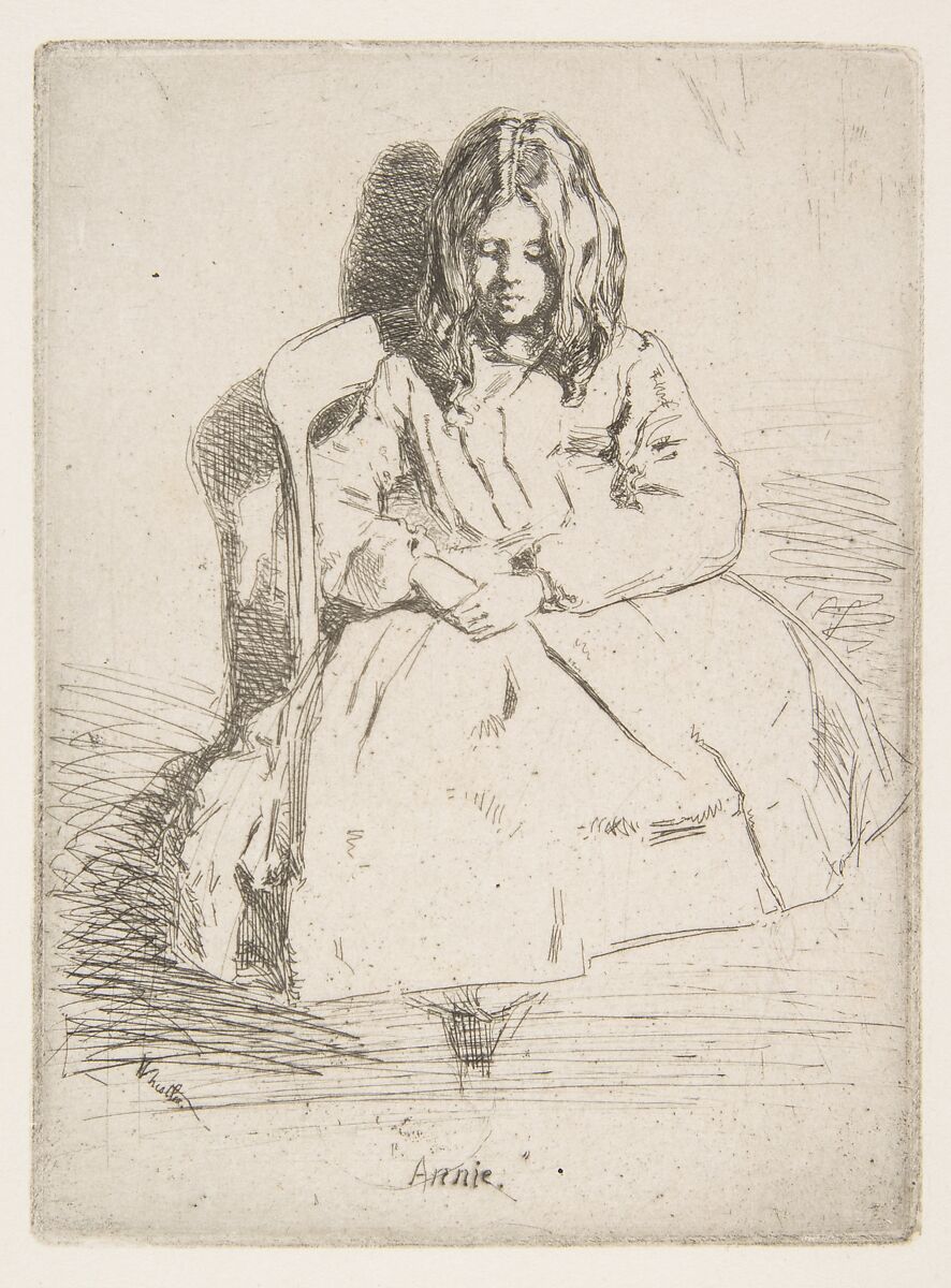 Annie Seated, James McNeill Whistler (American, Lowell, Massachusetts 1834–1903 London), Etching and drypoint; third state of three (Glasgow); black ink on off-white modern wove paper 