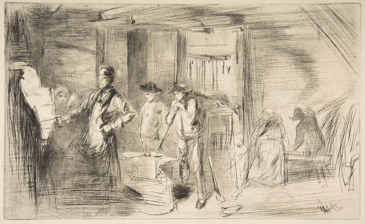 The Forge, James McNeill Whistler (American, Lowell, Massachusetts 1834–1903 London), Drypoint; fourth state of six (Glasgow); printed in black ink on European ivory laid paper 