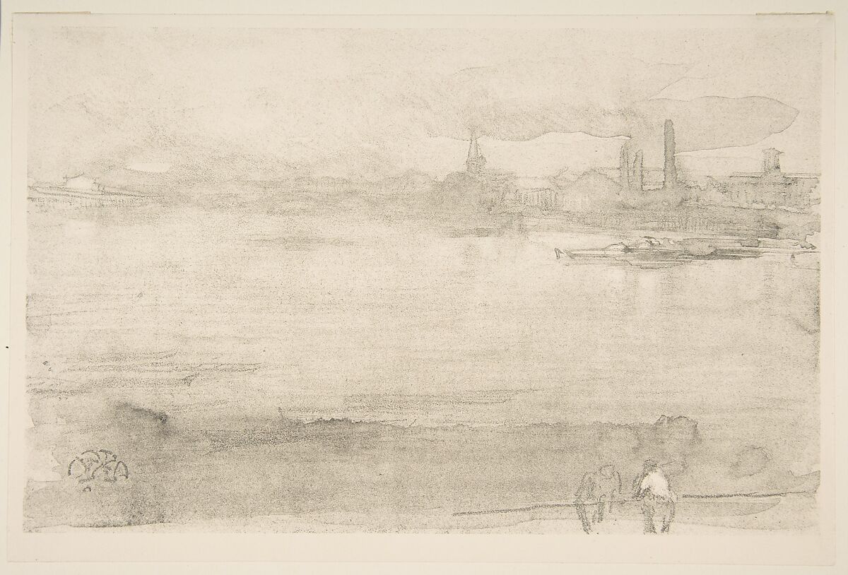 Early Morning, James McNeill Whistler (American, Lowell, Massachusetts 1834–1903 London), Lithotint with scraping, on a prepared half-tint ground, printed in black ink on cream wove paper; third state of four (Chicago) 
