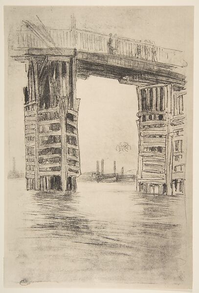 The Tall Bridge, James McNeill Whistler  American, Facsimile of lithotint with scraping