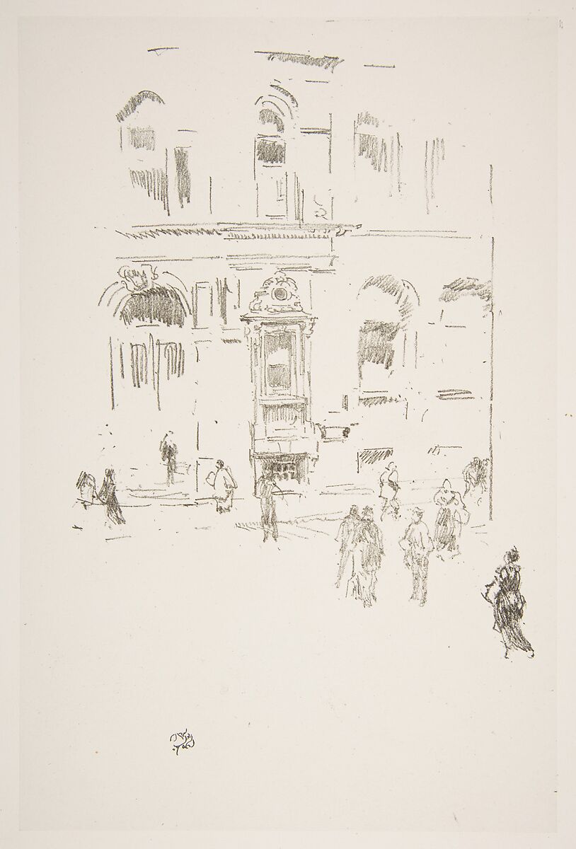 Victoria Club, James McNeill Whistler (American, Lowell, Massachusetts 1834–1903 London), Transfer lithograph with scraping, printed in black ink on Japanese paper mounted on ivory plate paper; second state of two (Chicago) 
