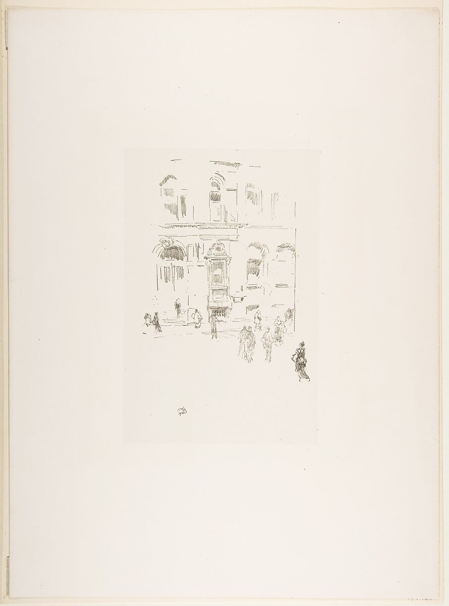 Victoria Club, James McNeill Whistler (American, Lowell, Massachusetts 1834–1903 London), Transfer lithograph with scraping, printed in black ink on Japanese paper mounted on ivory plate paper; second state of two (Chicago)