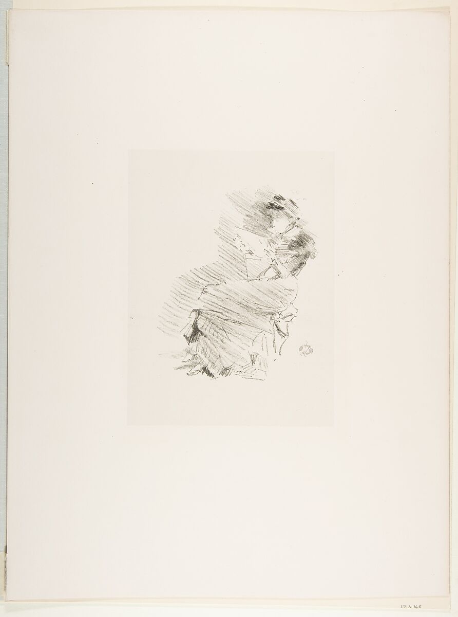 Reading, James McNeill Whistler (American, Lowell, Massachusetts 1834–1903 London), Lithograph with scraping on cream chine mounted on off-white plate paper;  fourth state of four (Chicago)