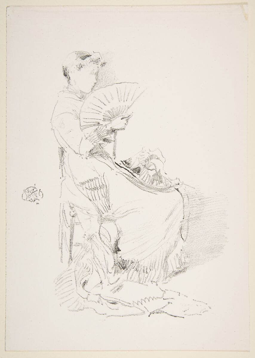 The Fan, James McNeill Whistler (American, Lowell, Massachusetts 1834–1903 London), Transfer lithograph, printed in black ink on ivory wove paper; only state (Chicago) 
