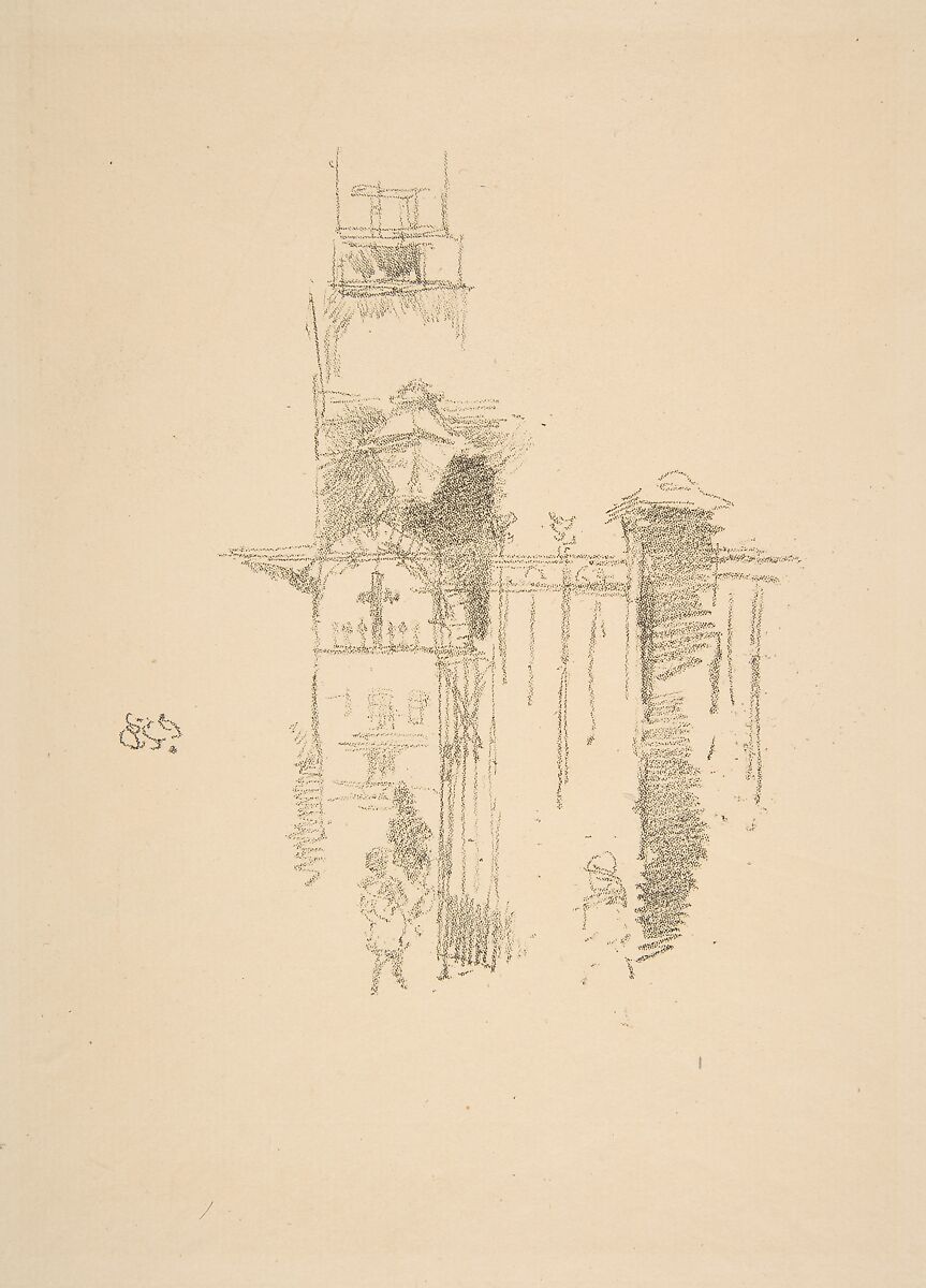 Entrance Gate, James McNeill Whistler (American, Lowell, Massachusetts 1834–1903 London), Transfer lithograph,printed in black ink on cream laid Dutch paper; only state (Chicago) 