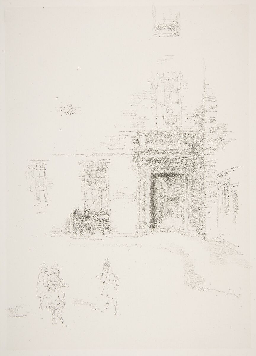 Courtyard, Chelsea Hospital, James McNeill Whistler (American, Lowell, Massachusetts 1834–1903 London), Lithograph with stumping on grayish white chine mounted on white plate paper; only state (Chicago) 