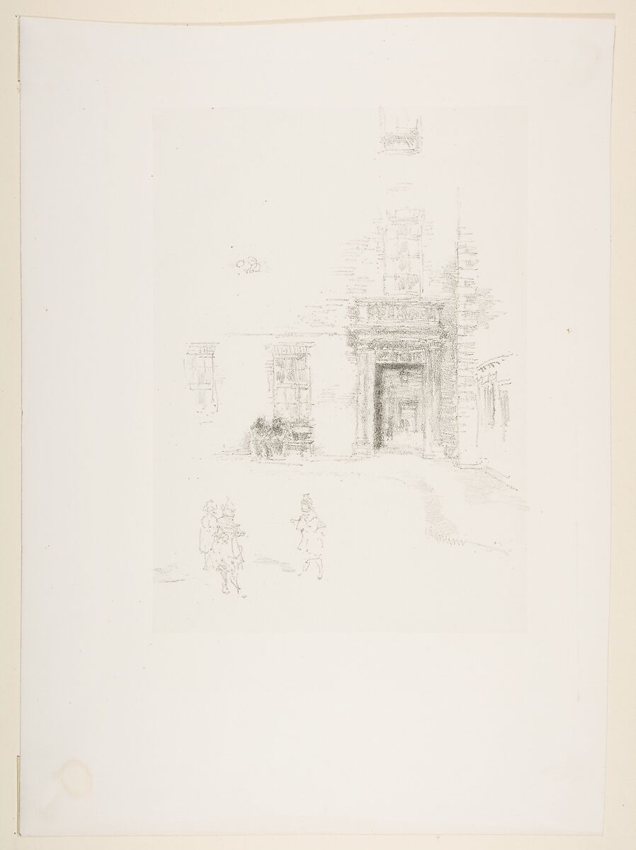 Courtyard, Chelsea Hospital, James McNeill Whistler (American, Lowell, Massachusetts 1834–1903 London), Lithograph with stumping on grayish white chine mounted on white plate paper; only state (Chicago)