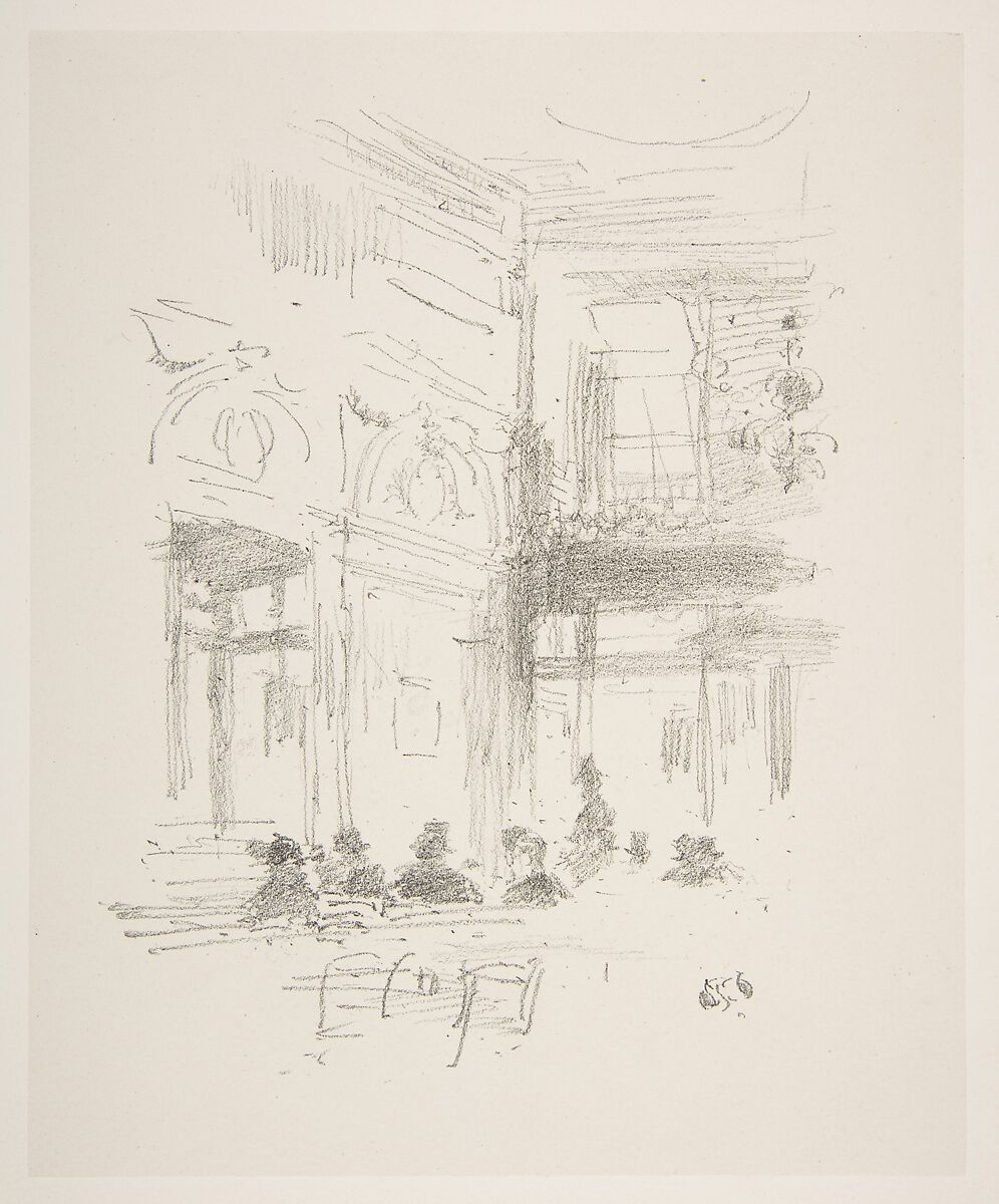 Gatti's, James McNeill Whistler (American, Lowell, Massachusetts 1834–1903 London), Transfer lithograph, printed on grayish ivory chine mounted on white plate paper; only state (Chicago) 
