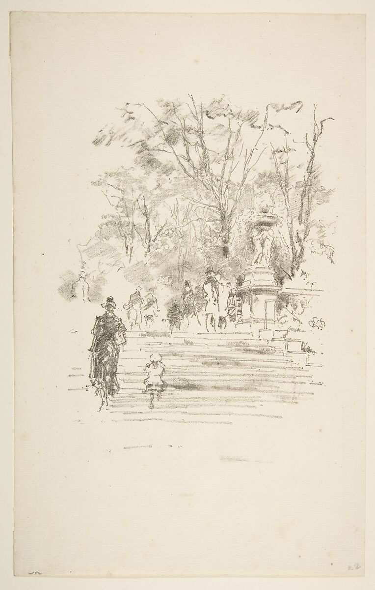 The Steps, Luxembourg Gardens, James McNeill Whistler (American, Lowell, Massachusetts 1834–1903 London), Transfer lithograph with stumping, printed in black ink on ivory laid paper; only state (Chicago) 