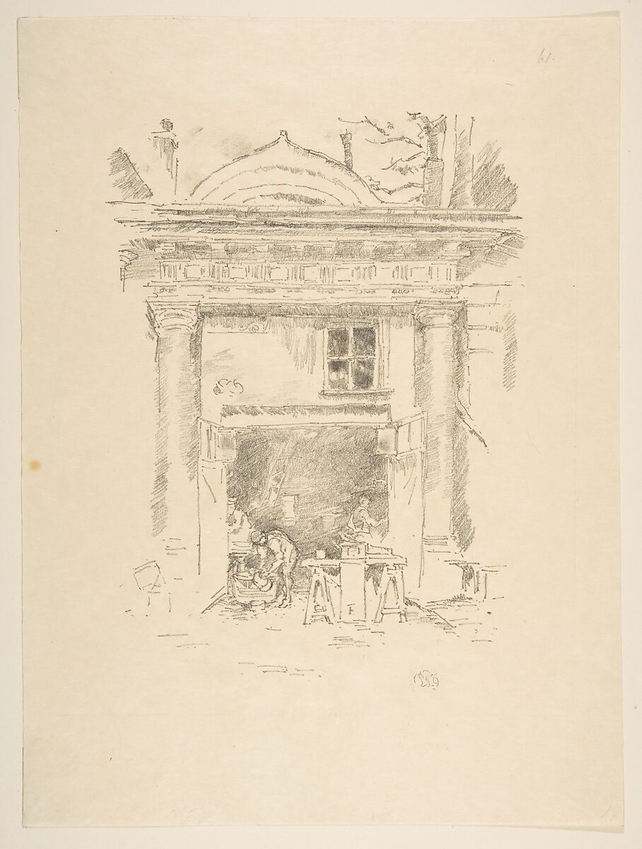 The Whitesmiths: Impasse de Carmélites, James McNeill Whistler (American, Lowell, Massachusetts 1834–1903 London), Transfer lithograph with stumping, printed in black ink on  cream wove paper; only state (Chicago) 