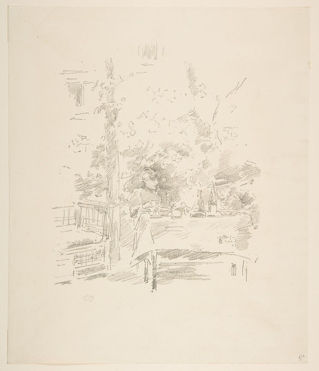 Tête-à-tête in the Garden, James McNeill Whistler (American, Lowell, Massachusetts 1834–1903 London), Transfer lithograph; only state (Chicago); printed in black ink on cream wove paper 