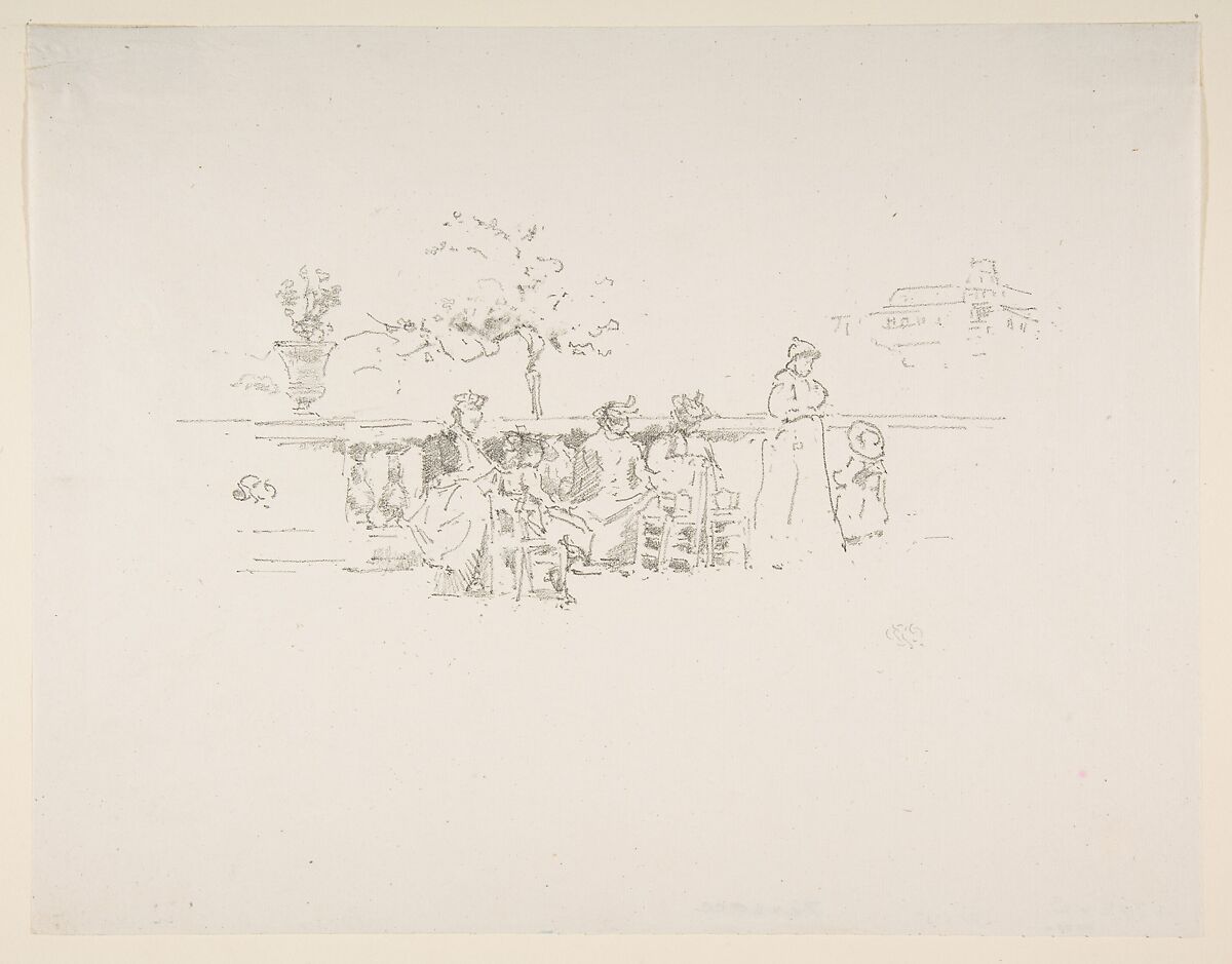 The Terrace, Luxembourg, James McNeill Whistler (American, Lowell, Massachusetts 1834–1903 London), Transfer lithograph with stumping; only state (Chicago); printed in black ink on fine cream laid paper 