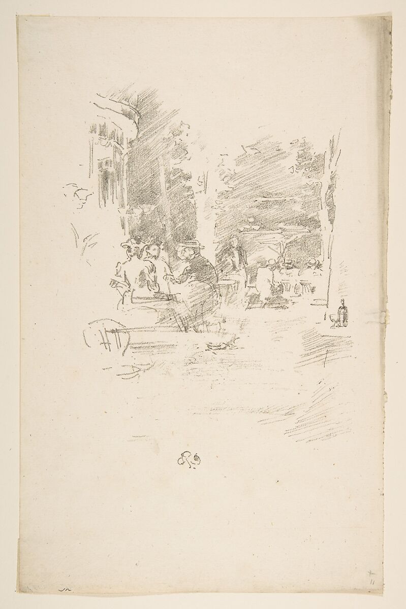 The Little Café au Bois, James McNeill Whistler (American, Lowell, Massachusetts 1834–1903 London), Transfer lithograph; only state (Chicago); printed in blacl ink on antique ivory laid paper 