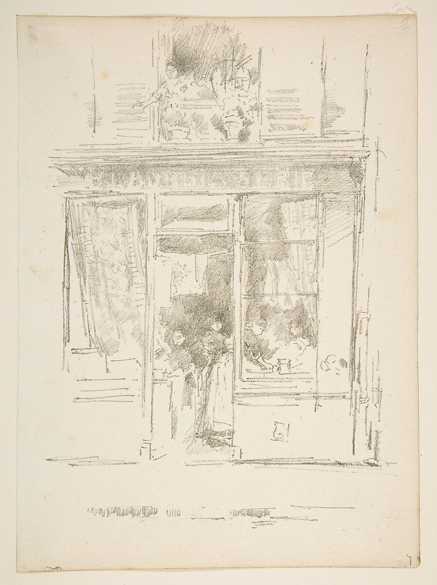 The Laundress: "La Blanchisseuse de la Place Dauphine", James McNeill Whistler (American, Lowell, Massachusetts 1834–1903 London), Transfer lithograph; only state (Chicago);
printed in black ink on medium weight ivory laid paper 