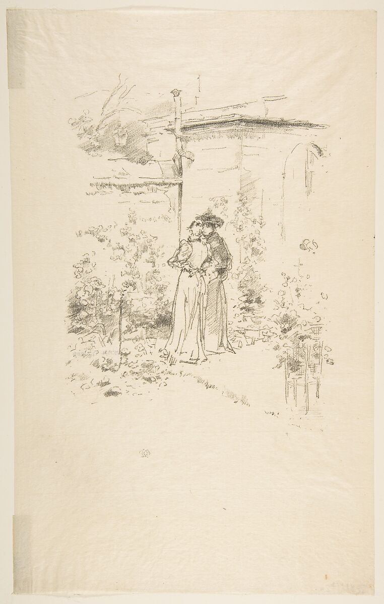 Confidences in the Garden, James McNeill Whistler (American, Lowell, Massachusetts 1834–1903 London), Transfer lithograph; only state (Chicago); printed in black ink on fine cream laid Japanese paper 